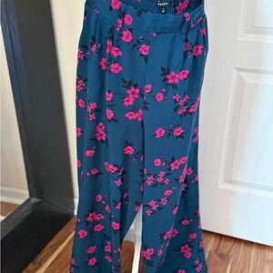 Torrid Navy Pants with Pink Floral Design